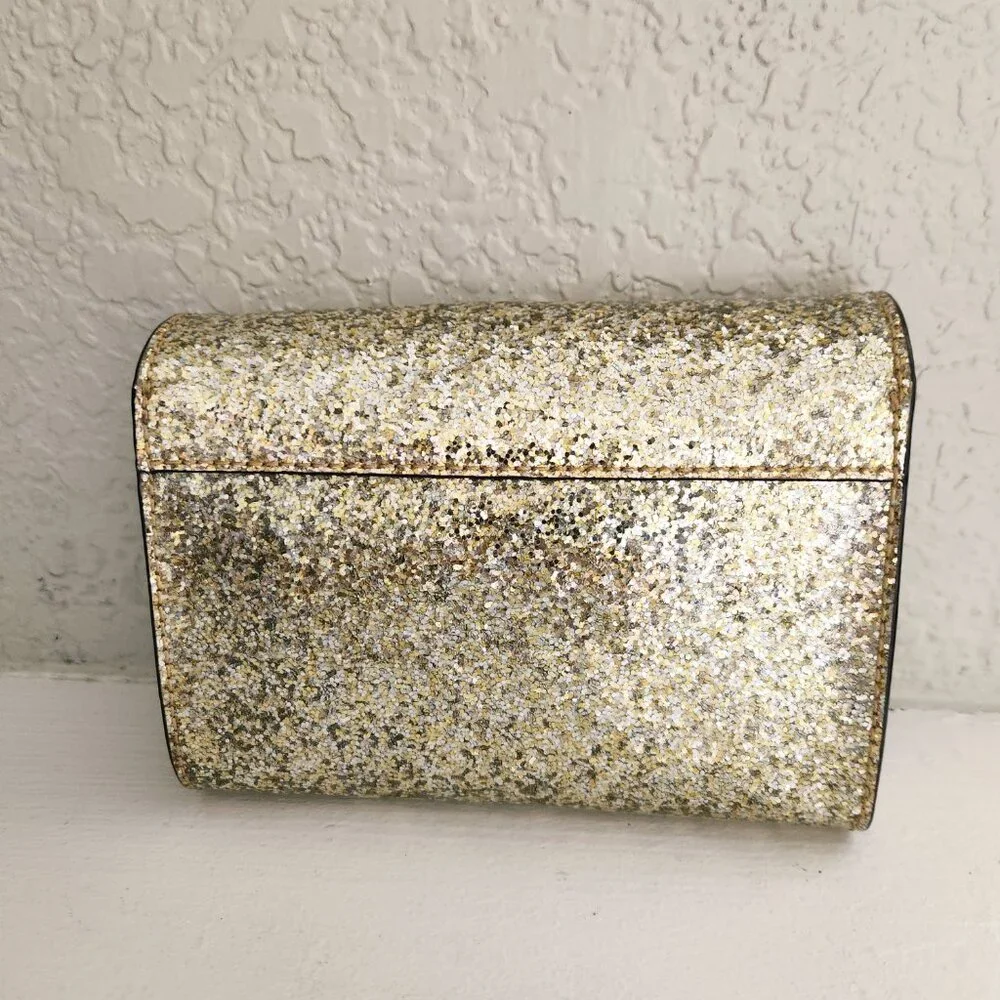 Nwot Kate Spade Gold Glitter Crossbody Bag Purse Small